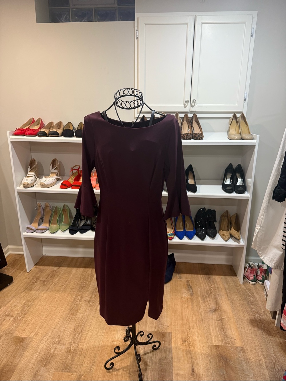 Banana Republic Burgundy Long-Sleeve Sheath Dress
